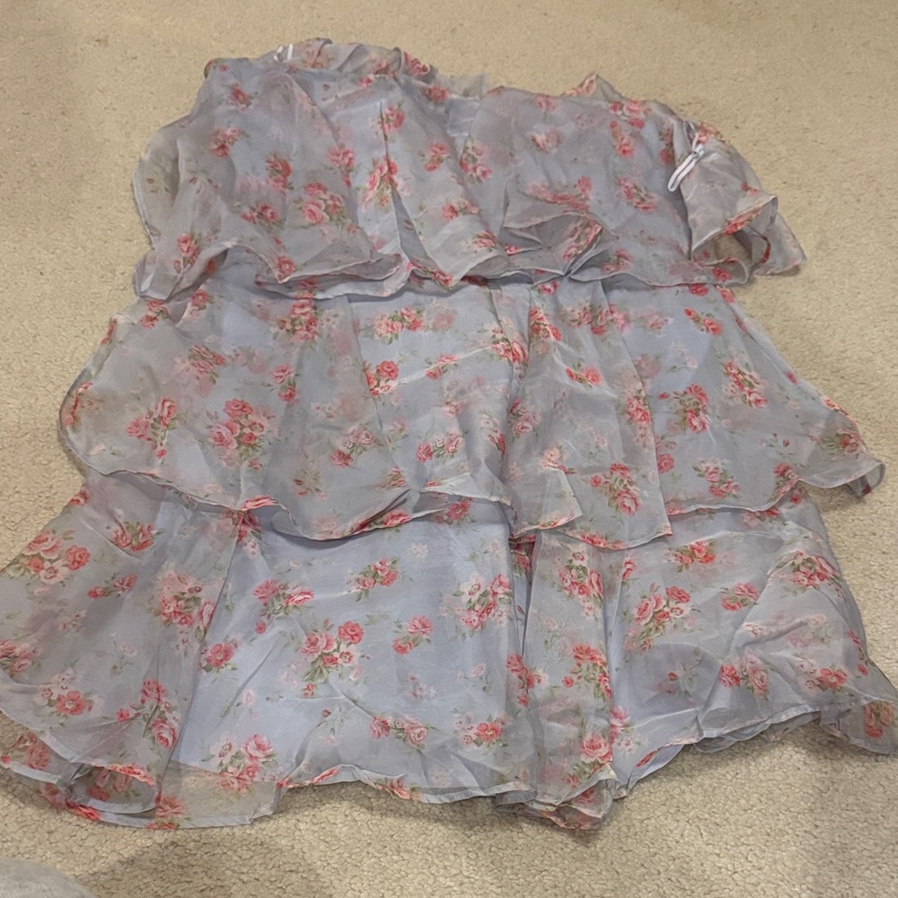 Floral Dress in Blue and Pink